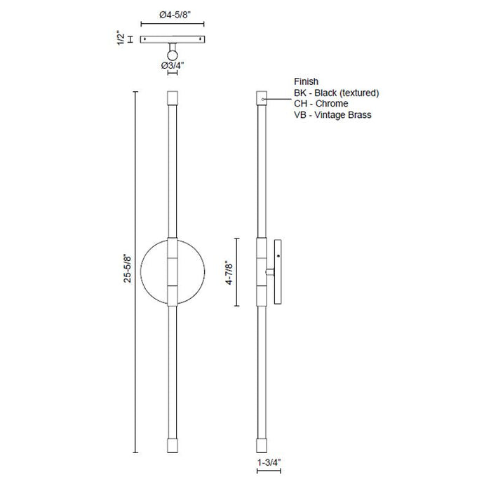 Motif Double LED Wall Sconce - Diagram