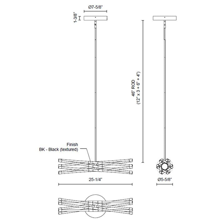 Motif LED Linear Suspension - Diagram