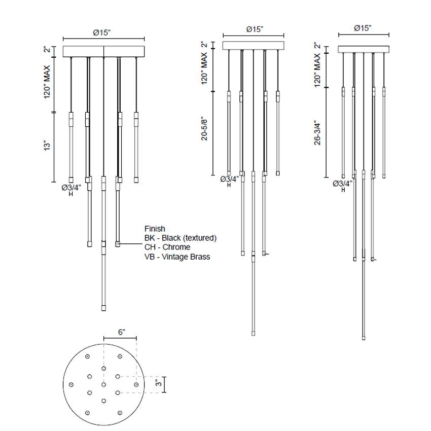 Motif LED Multi Light Pendant - Diagram