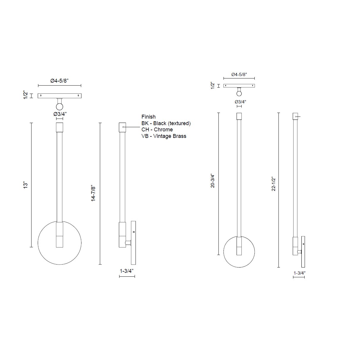 Motif LED Wall Sconce - Diagram