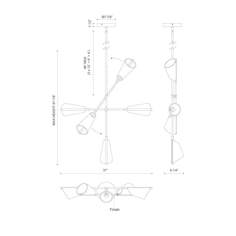 Mulberry LED Chandelier - Diagram