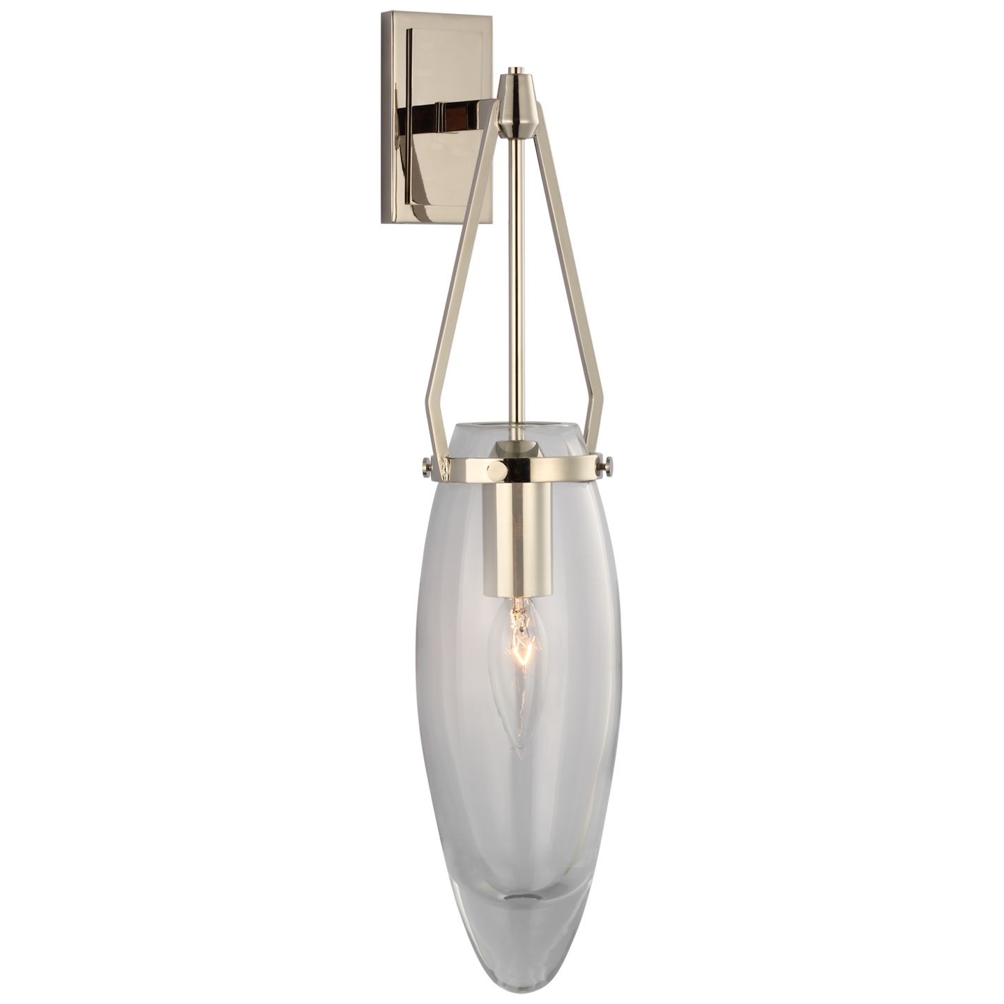 Myla Medium Bracketed Sconce - Polished Nickel Finish with Clear Glass