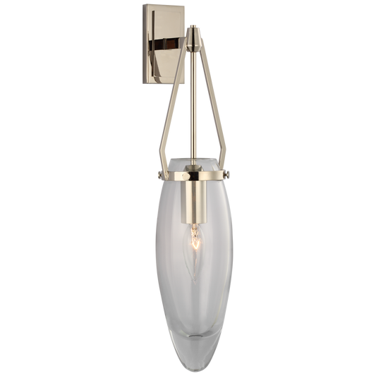 Myla Medium Bracketed Sconce - Polished Nickel Finish with Clear Glass