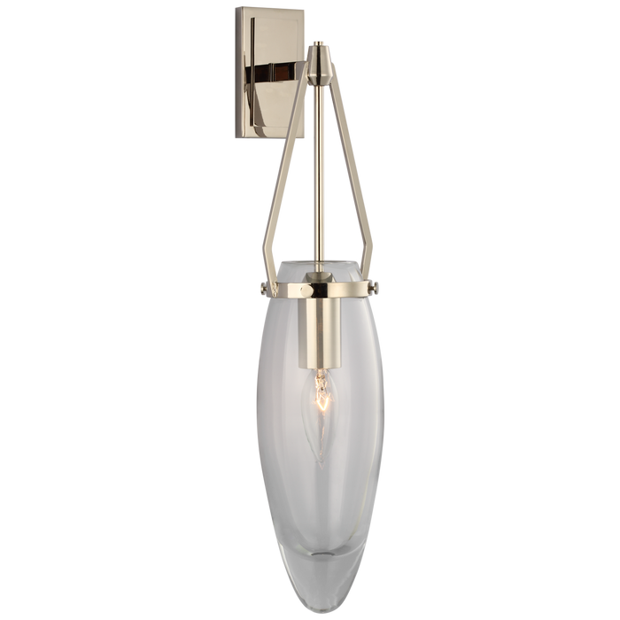 Myla Medium Bracketed Sconce - Polished Nickel Finish with Clear Glass