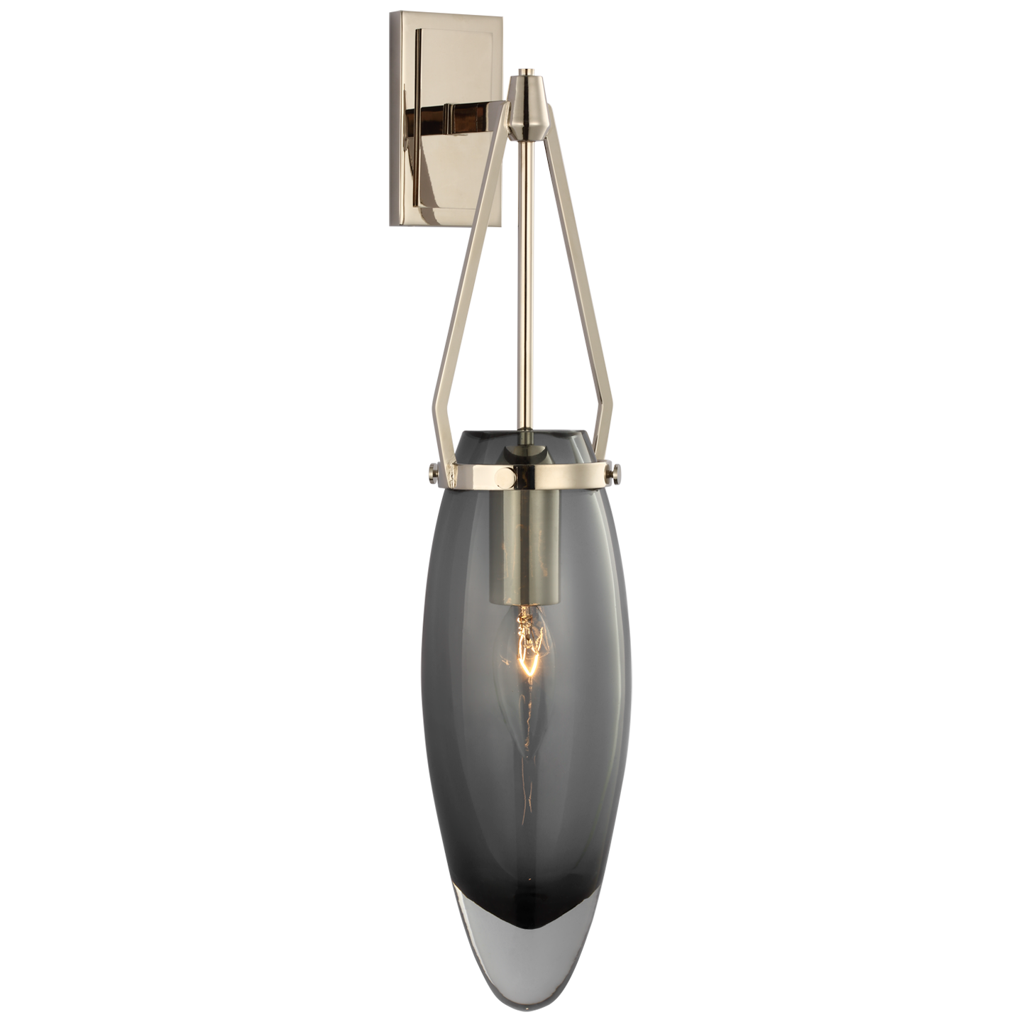 Myla Medium Bracketed Sconce - Polished Nickel Finish with Smoked Glass