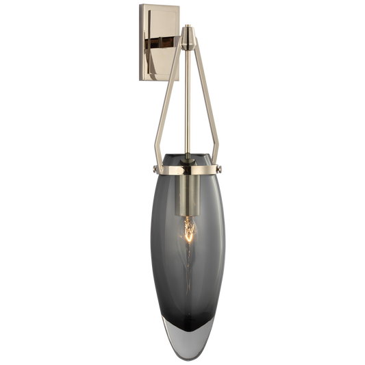 Myla Medium Bracketed Sconce - Polished Nickel Finish with Smoked Glass