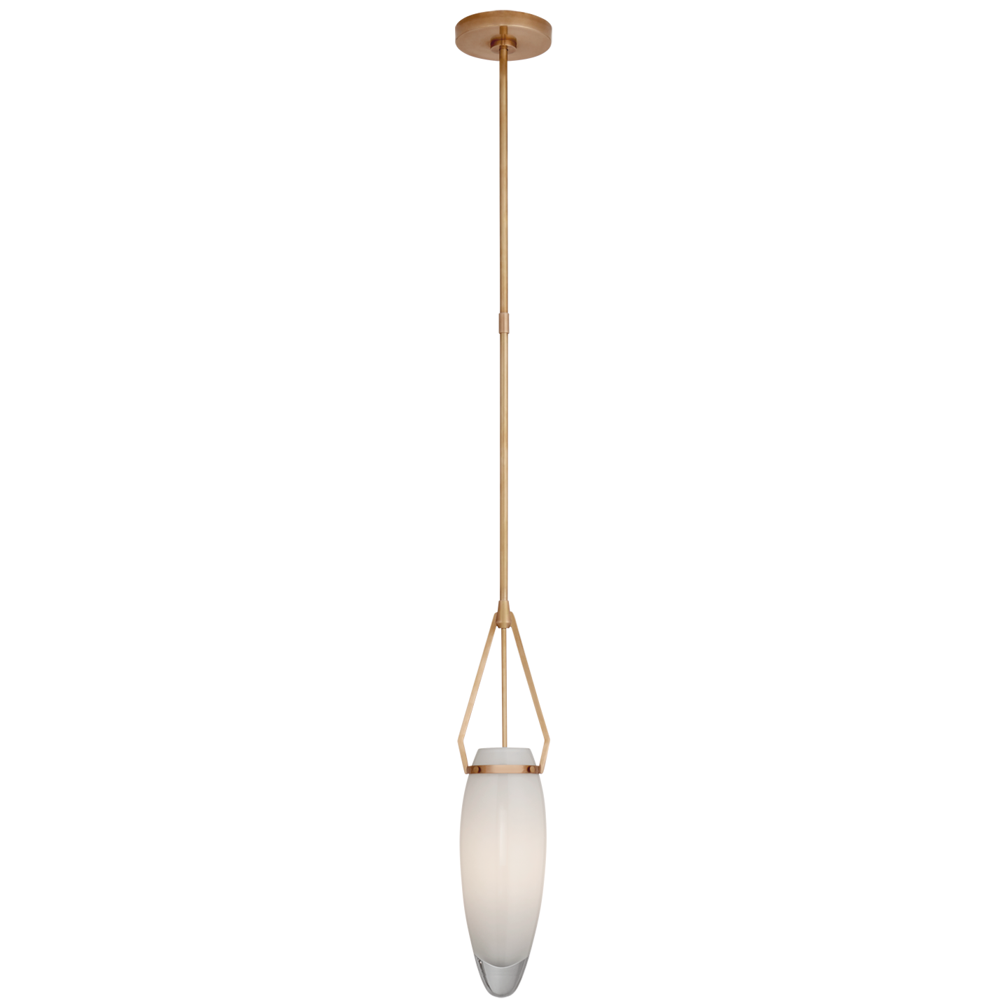 Myla Medium Single Pendant - Antique-Burnished Brass/White Glass Finish