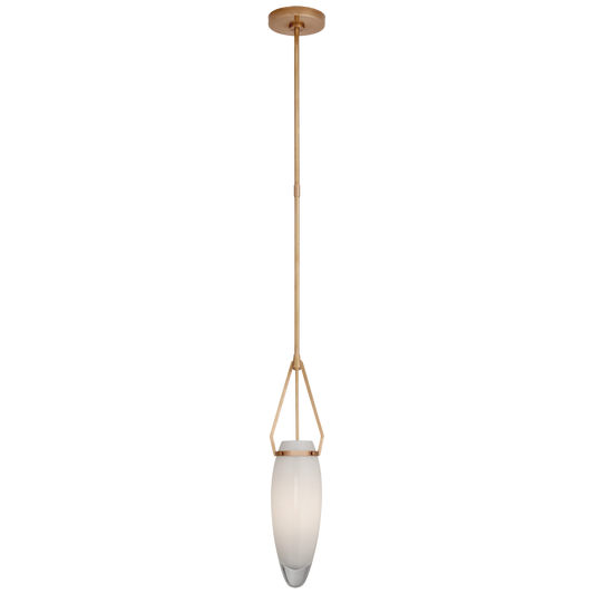 Myla Medium Single Pendant - Antique-Burnished Brass/White Glass Finish