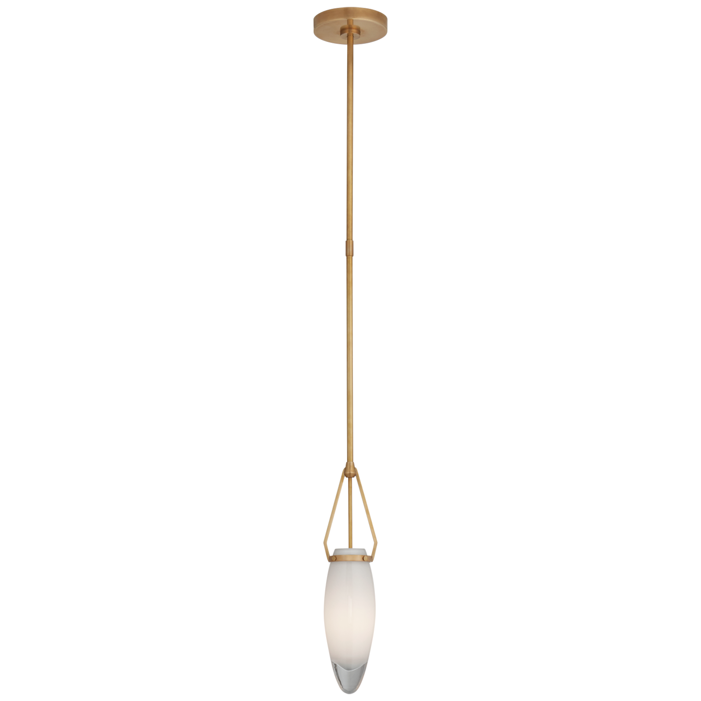 Myla Small Single Pendant - Antique-Burnished Brass/White Glass Finish