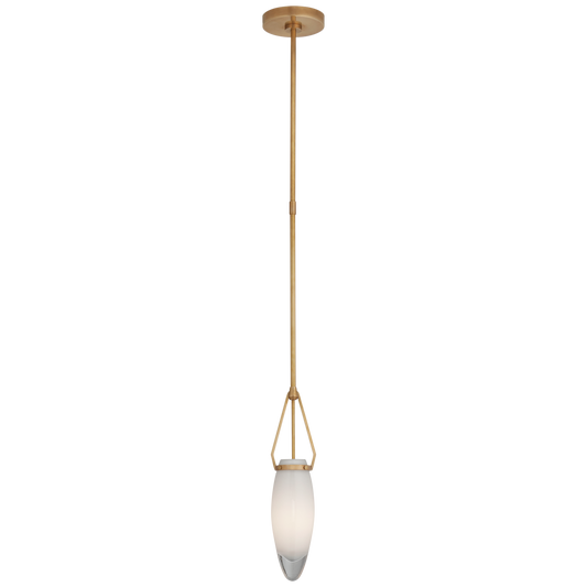 Myla Small Single Pendant - Antique-Burnished Brass/White Glass Finish