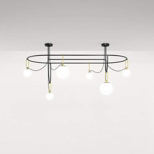 NH Ellipitic Chandelier - Black/Brushed Brass Finish