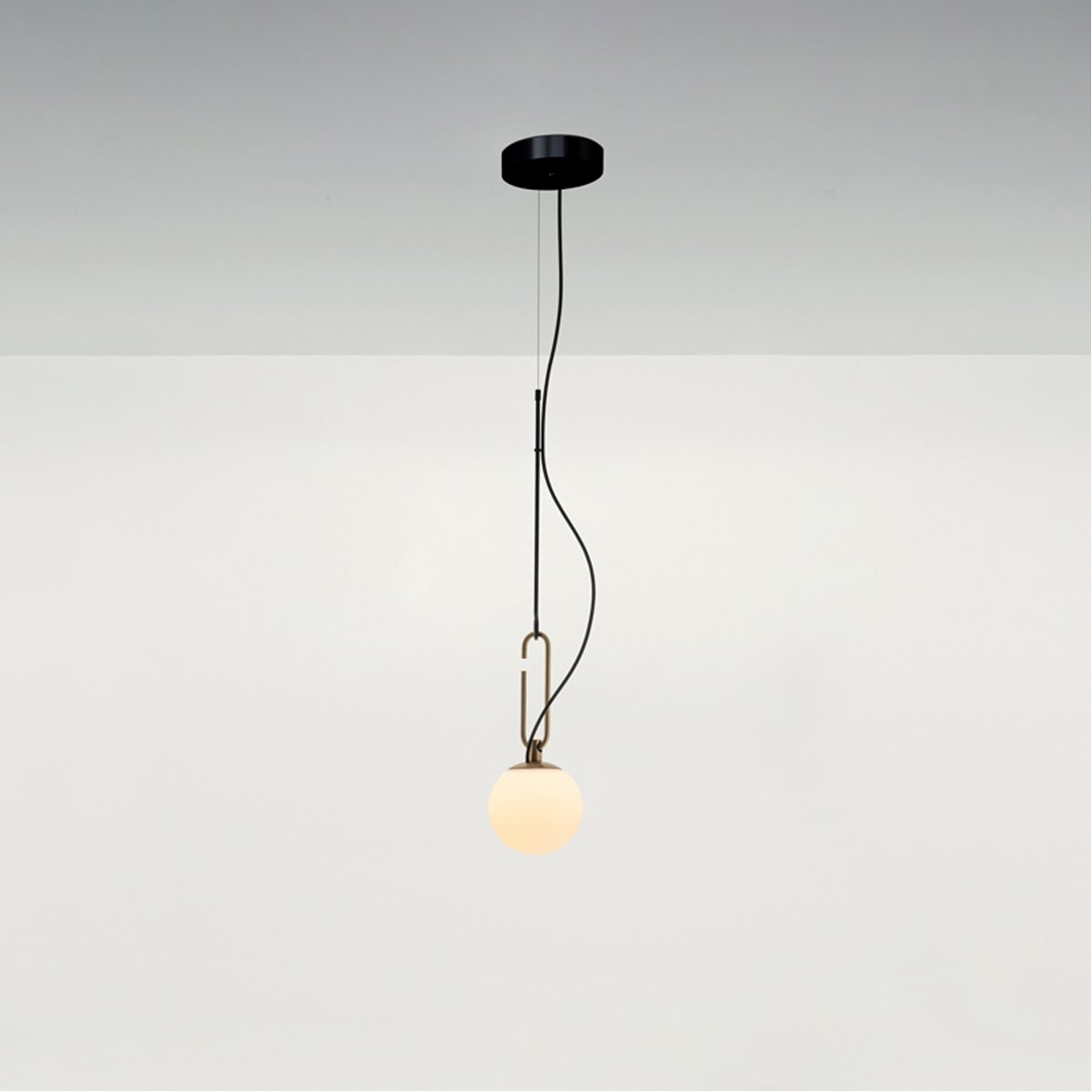 NH Small Pendant - Black/Brushed Brass Finish