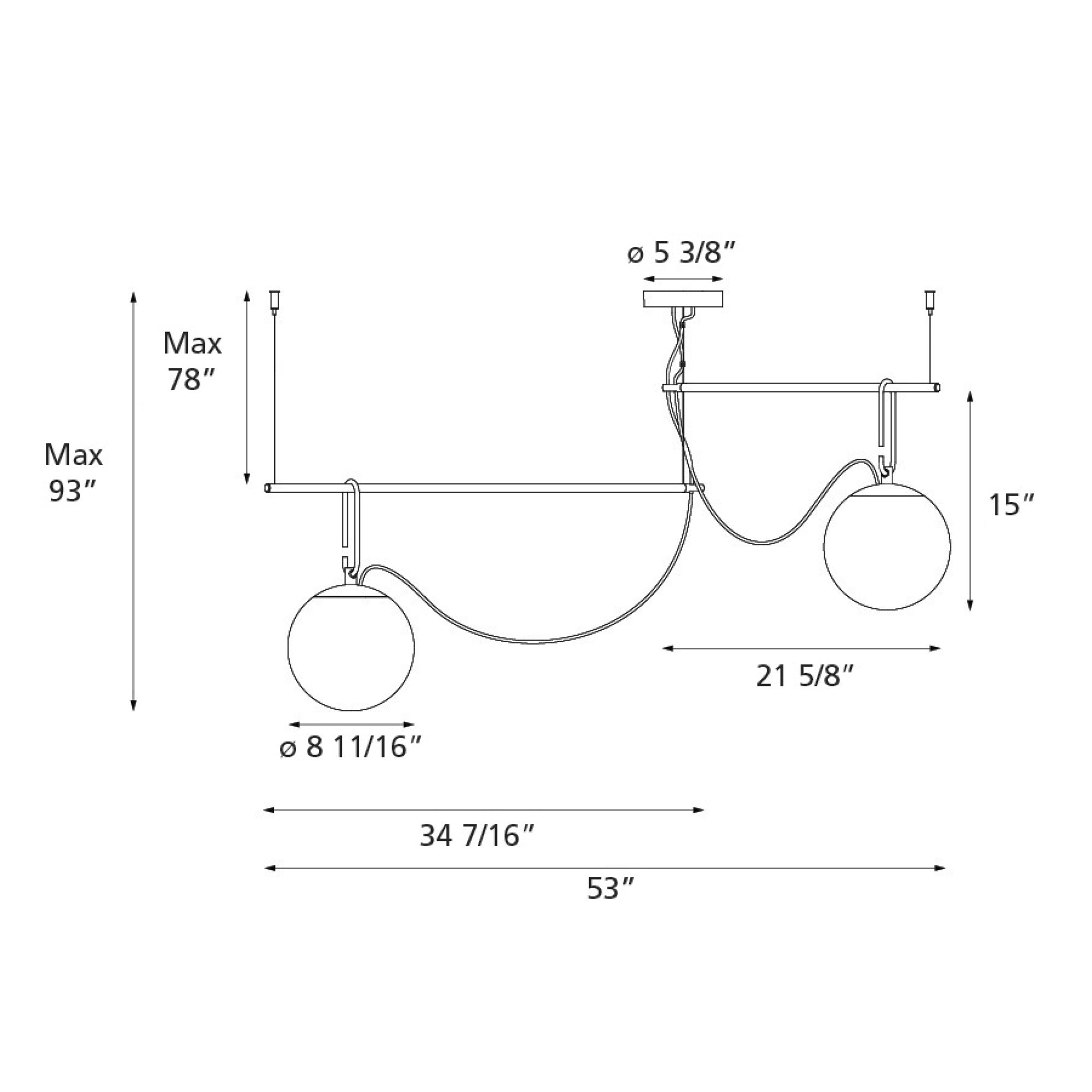 NH S3 Two Arm Pendant - Diagram