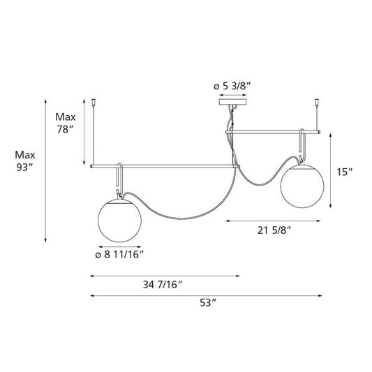 NH S3 Two Arm Pendant - Diagram