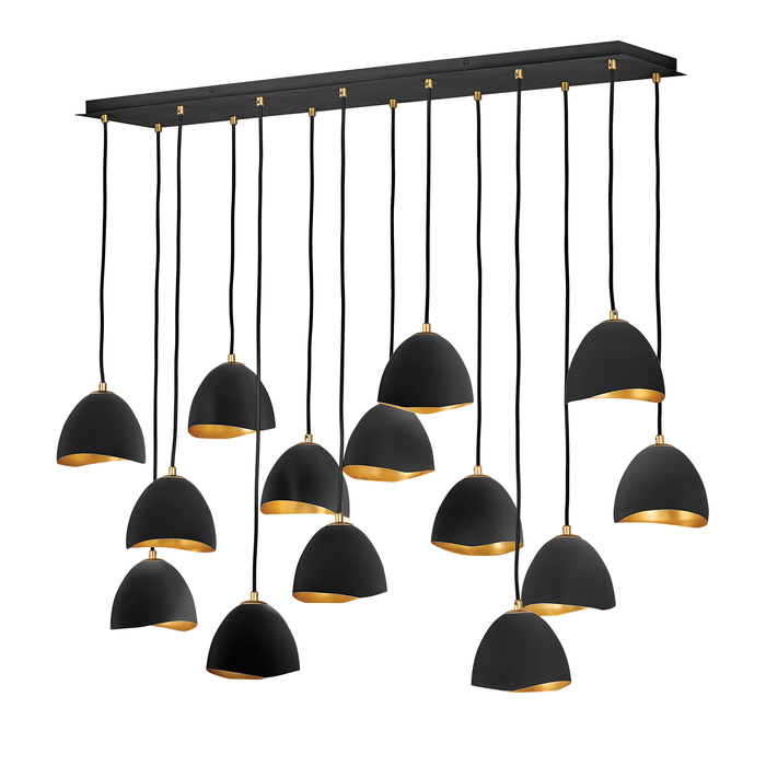 Nula Linear Suspension - Shell Black Finish with Gold Leaf Accents