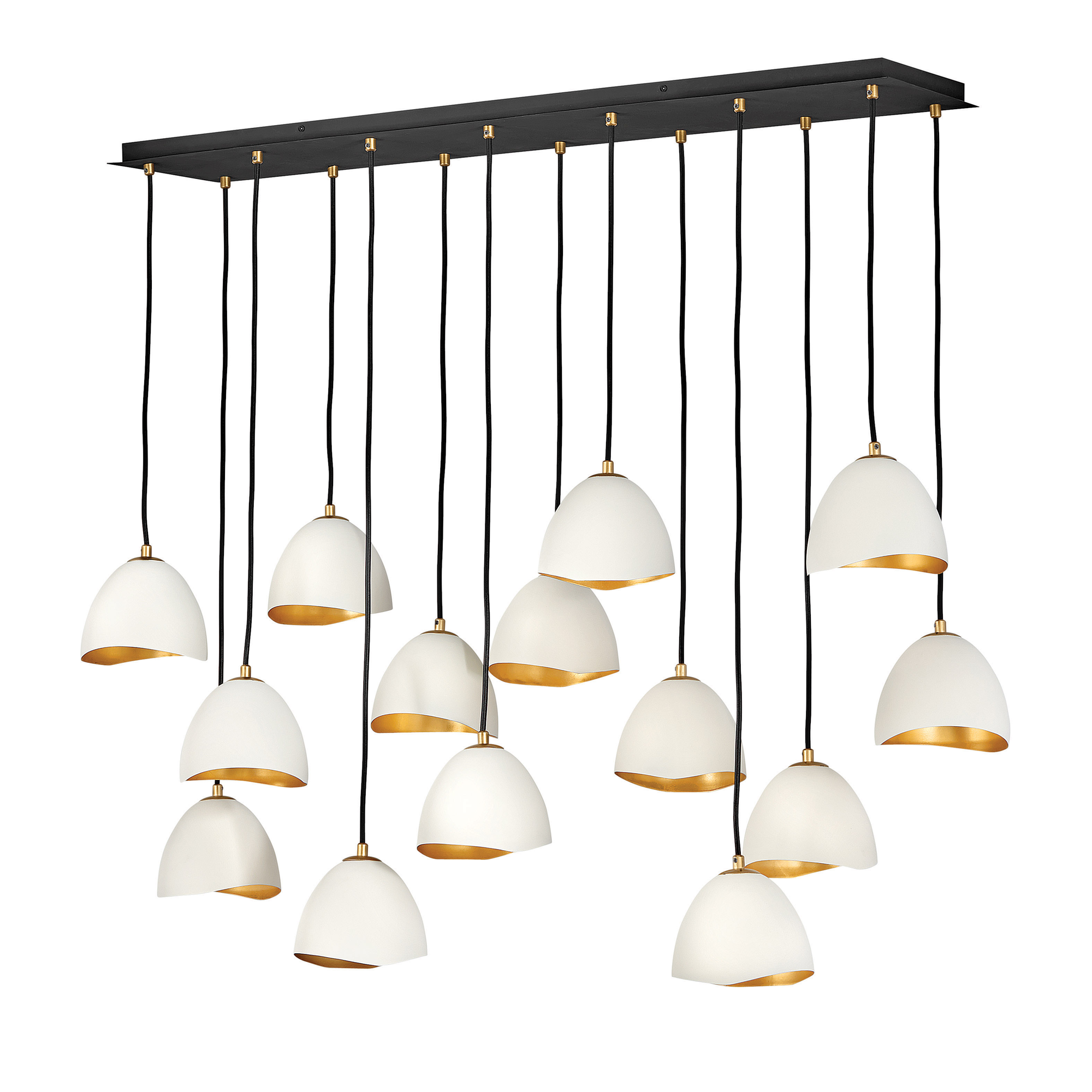 Nula Linear Suspension - Shell White Finish with Gold Leaf Accents