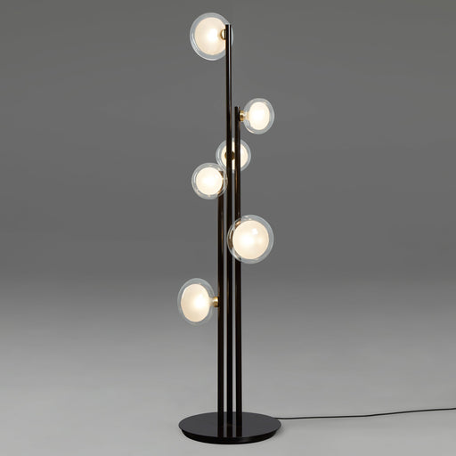 Nabila Floor Lamp - Matte Black/Brushed Brass Finish with  Clear Glass