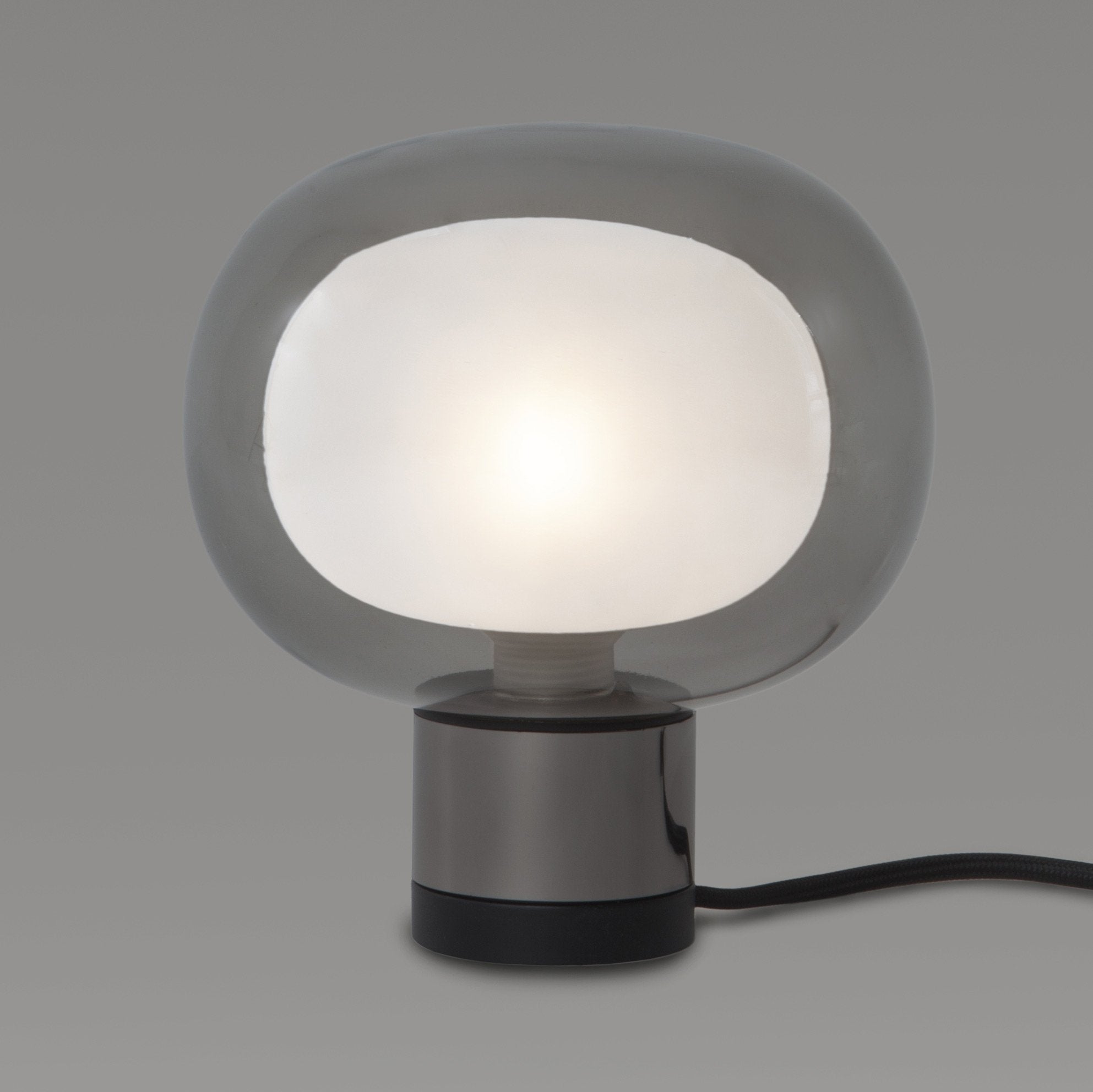 Nabila Mini Table Lamp - Matte Black/Black Chrome Finish with Smoke Glass