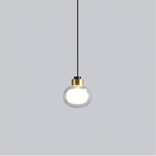 Nabila Large Pendant - Matte Black/Brushed Brass Finish with Clear Glass