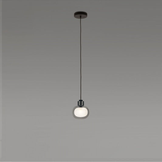 Nabila Large Pendant - Matte Black/Black Chrome Finish with Smoke Glass