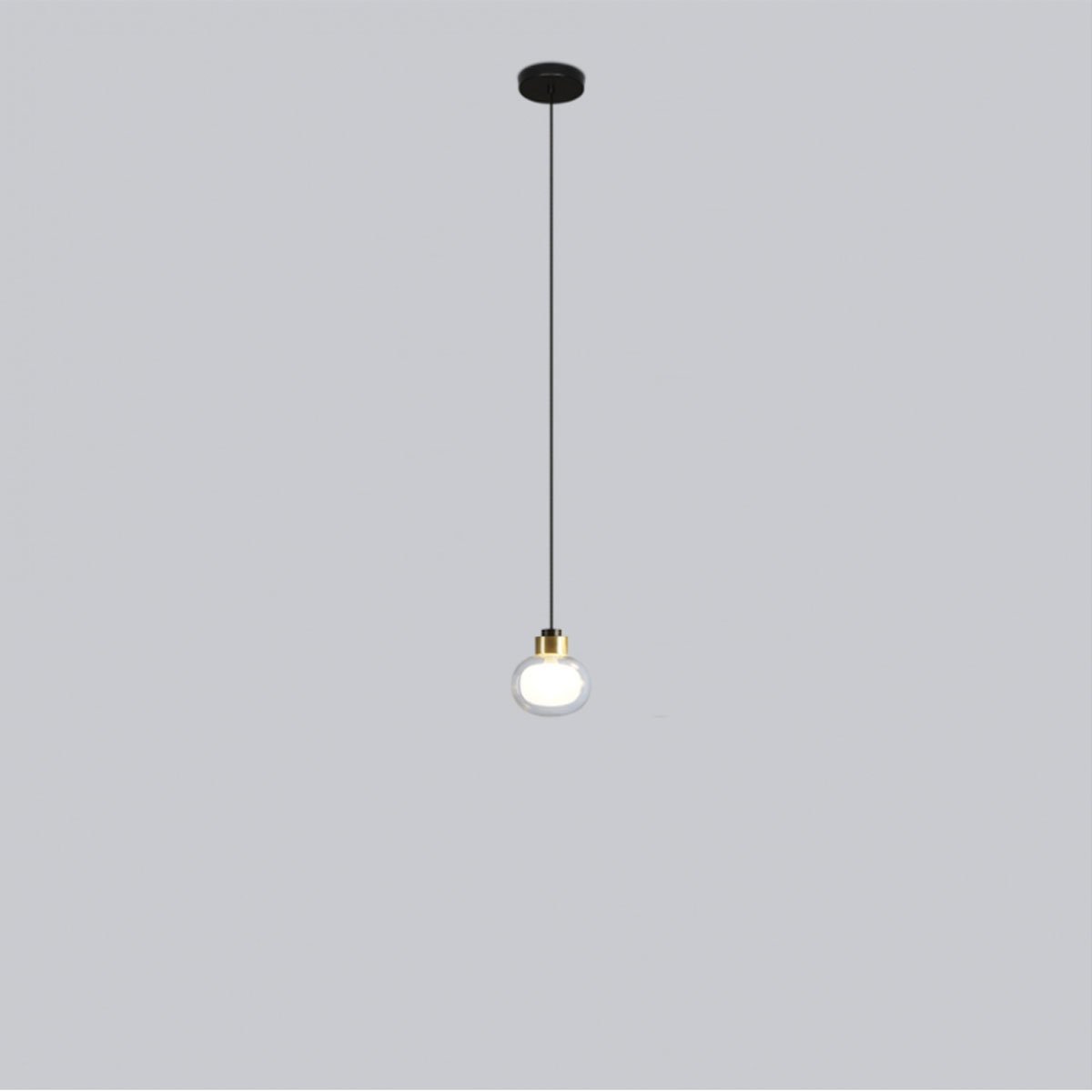 Nabila Large Pendant - Matte Black/Brushed Brass Finish with Clear Glass