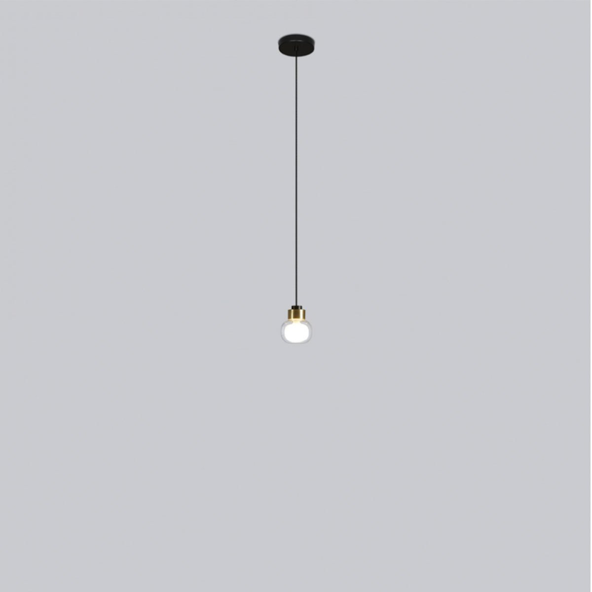 Nabila Small Pendant - Matte Black/Brushed Brass Finish with Clear Glass