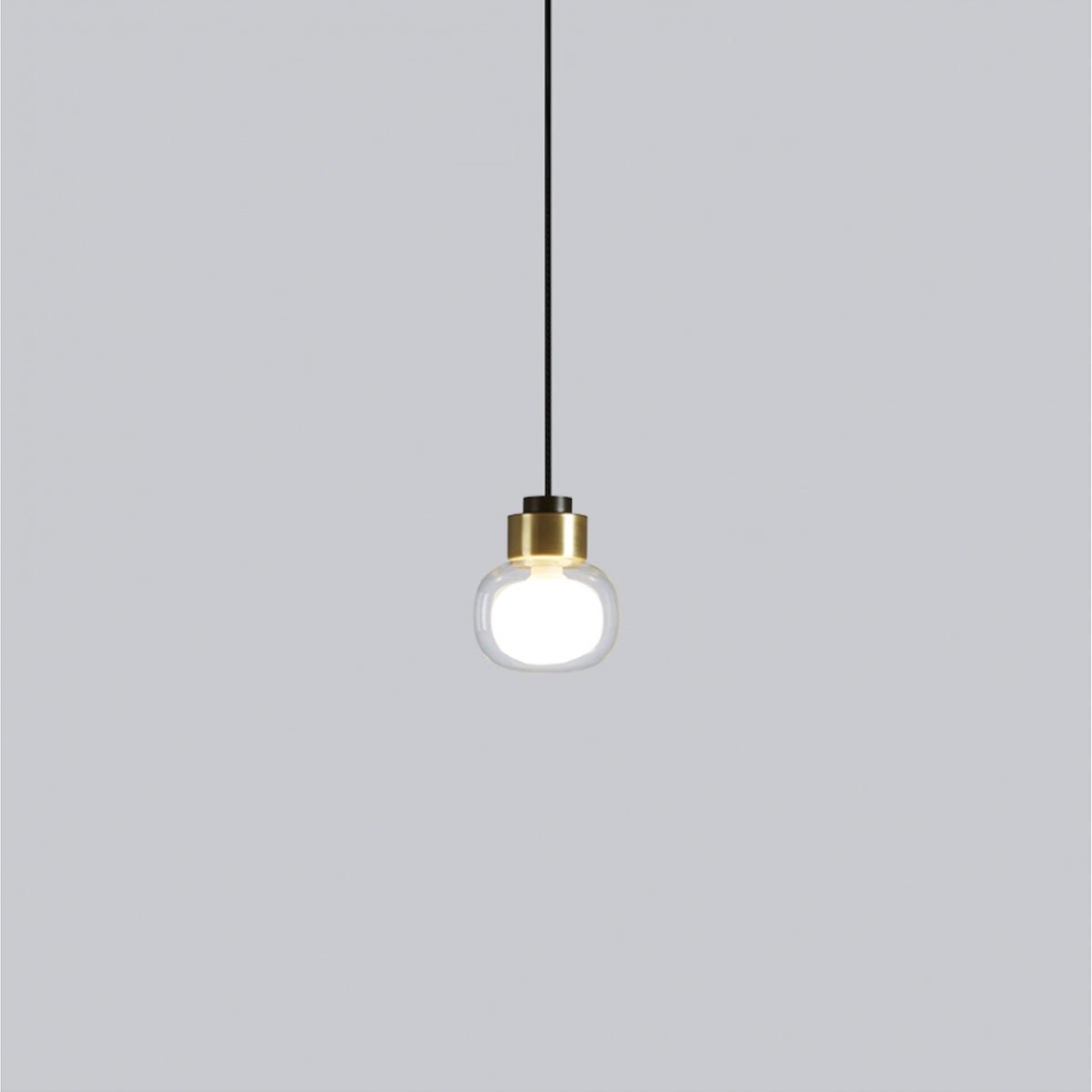 Nabila Small Pendant - Matte Black/Brushed Brass Finish with Clear Glass