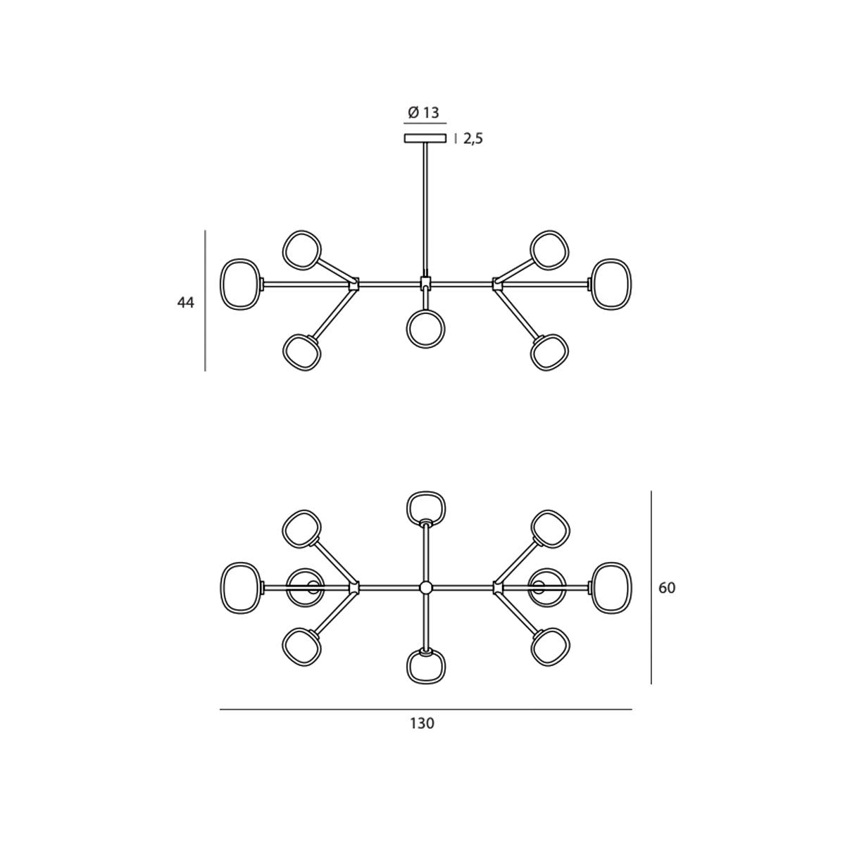 Nabila Rectangular Chandelier - Diagram