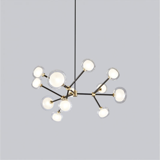 Nabila 12-Light Round Chandelier - Matte Black/Brushed Brass Finish