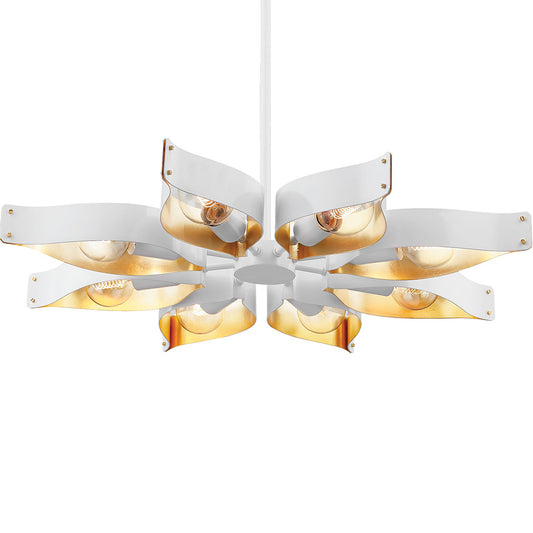 Nala Large Chandelier - Soft White/Gold Leaf Finish