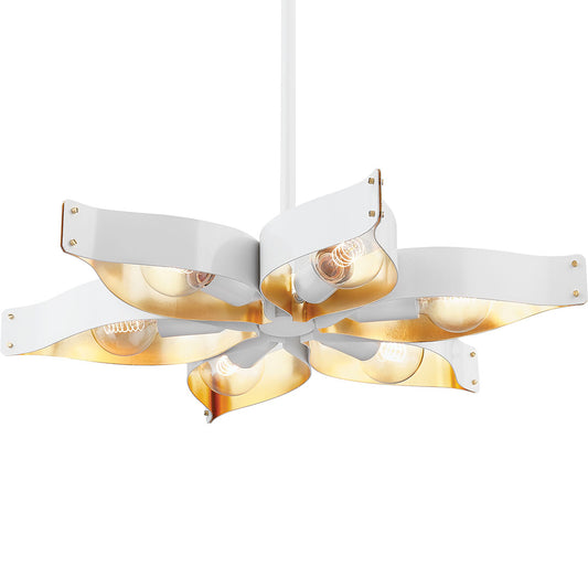 Nala Small Chandelier - Soft White/Gold Leaf Finish