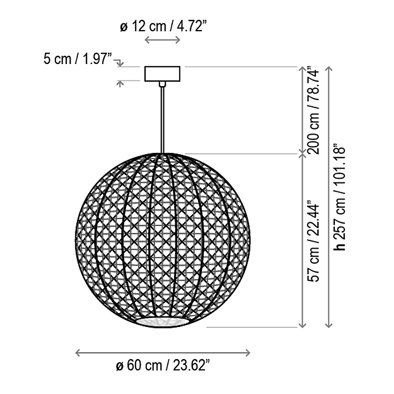 Nans Outdoor LED Sphere Pendant - Diagram