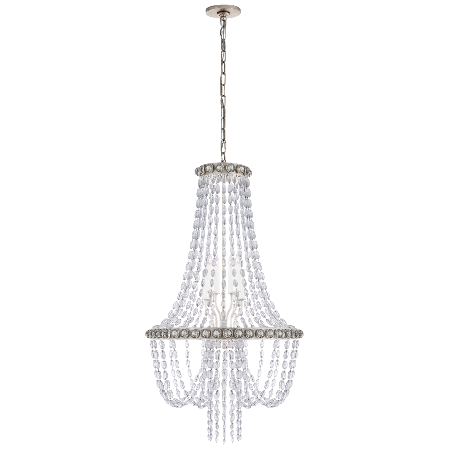 Navona Medium Basket Chandelier - Burnished Silver Leaf Finish