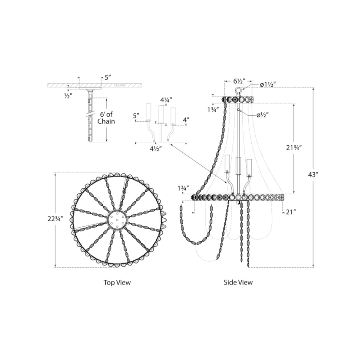 Navona Medium Basket Chandelier - Diagram