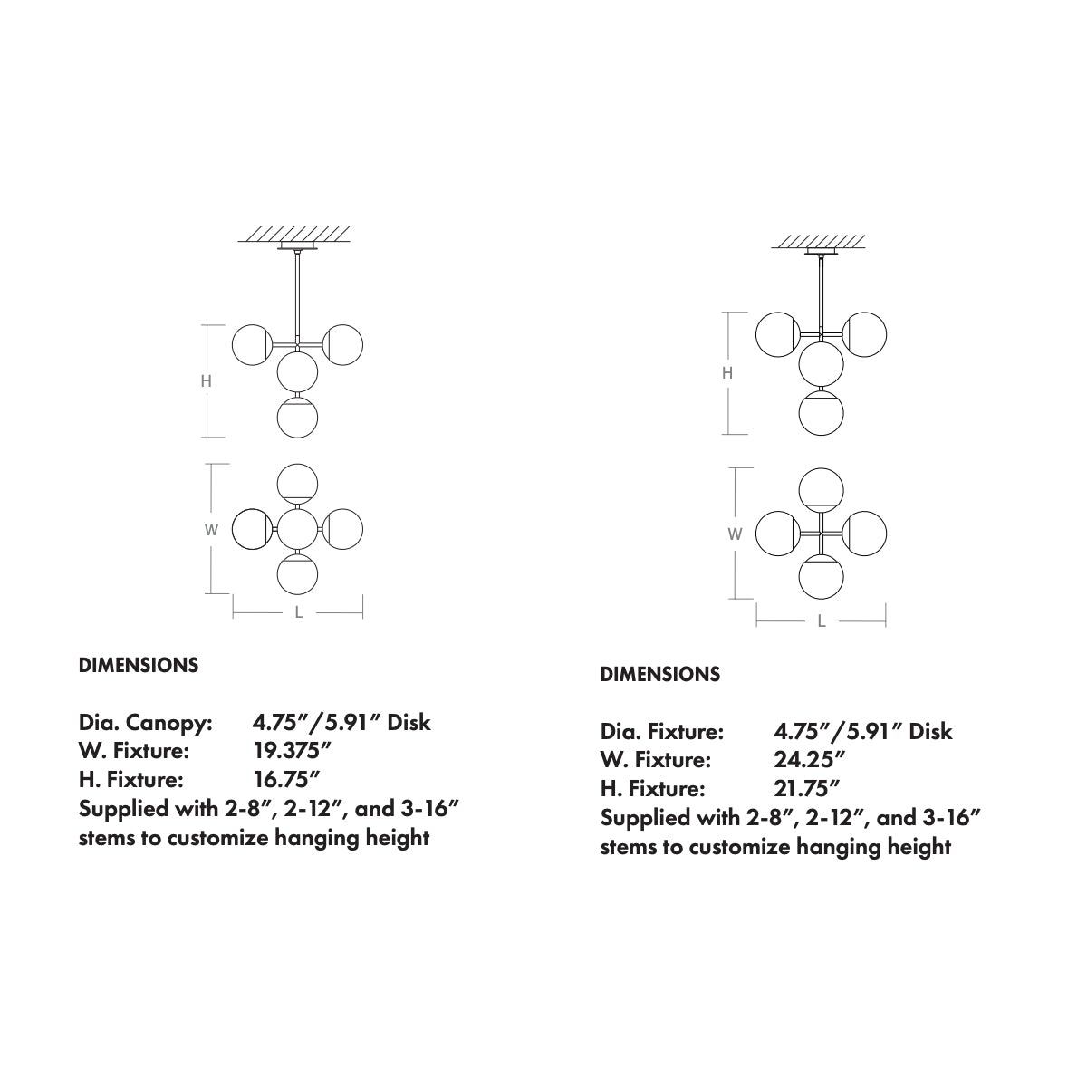 Nebula LED Chandelier - Diagram