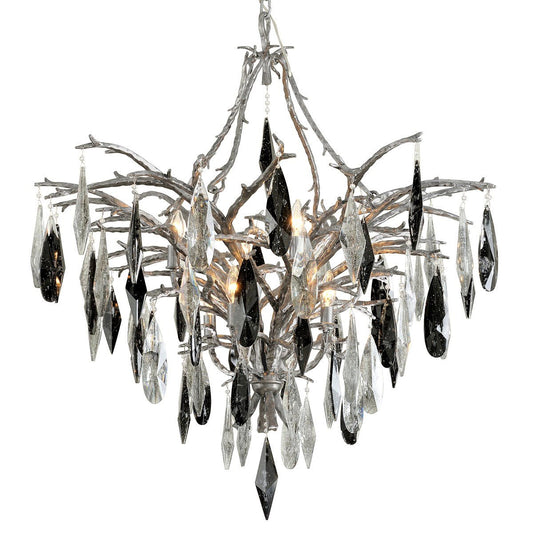 Nera Large Chandelier - Blackened Silver Leaf Finish