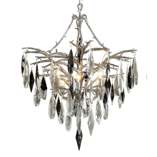 Nera Medium Chandelier - Blackened Silver Leaf Finish