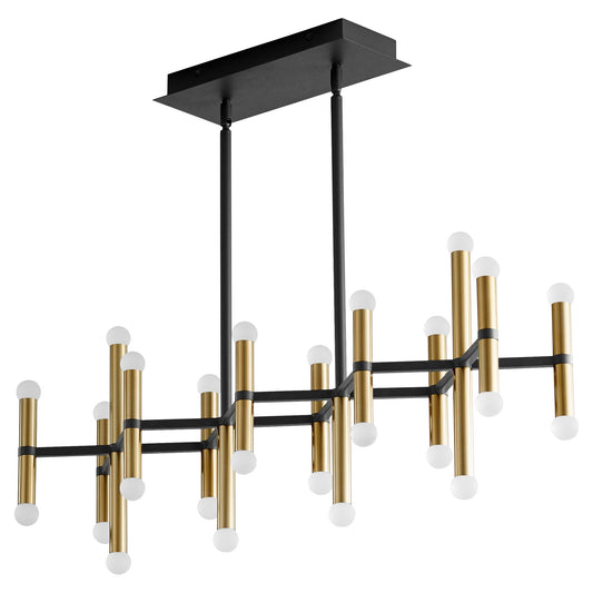 Nero LED Linear Suspension - Black/Brass Finish