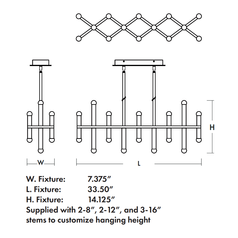 Nero LED Linear Suspension - Diagram