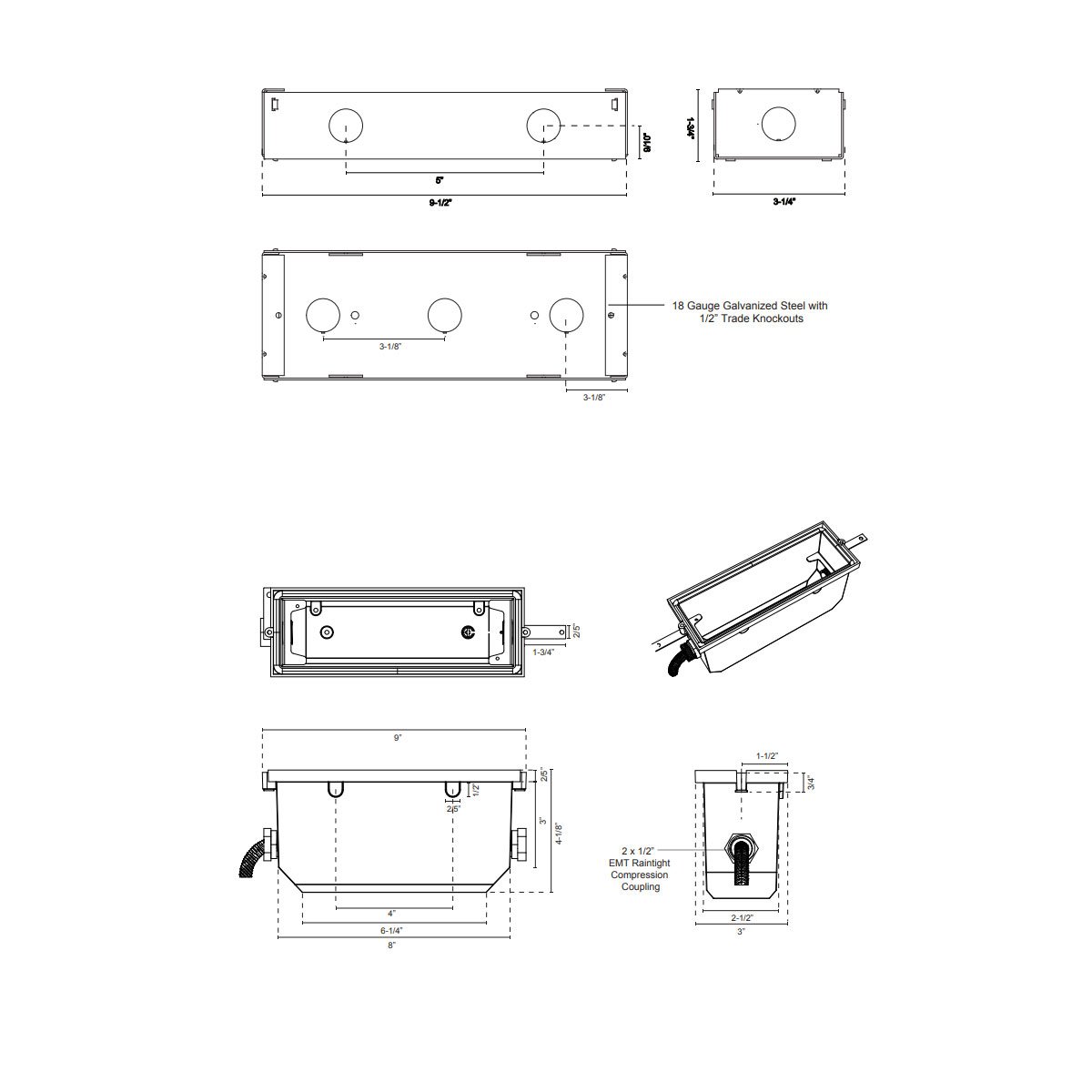 Newport LED 7110 Step Light Back Box - Diagram