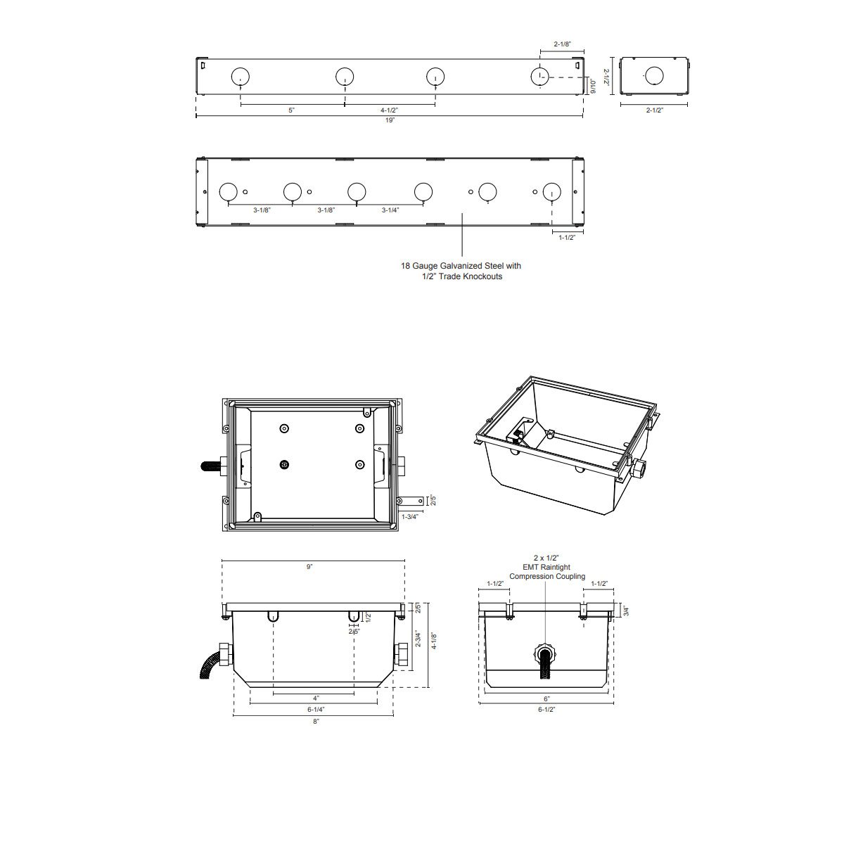 Newport LED 7120 Step Light Back Box - Diagram