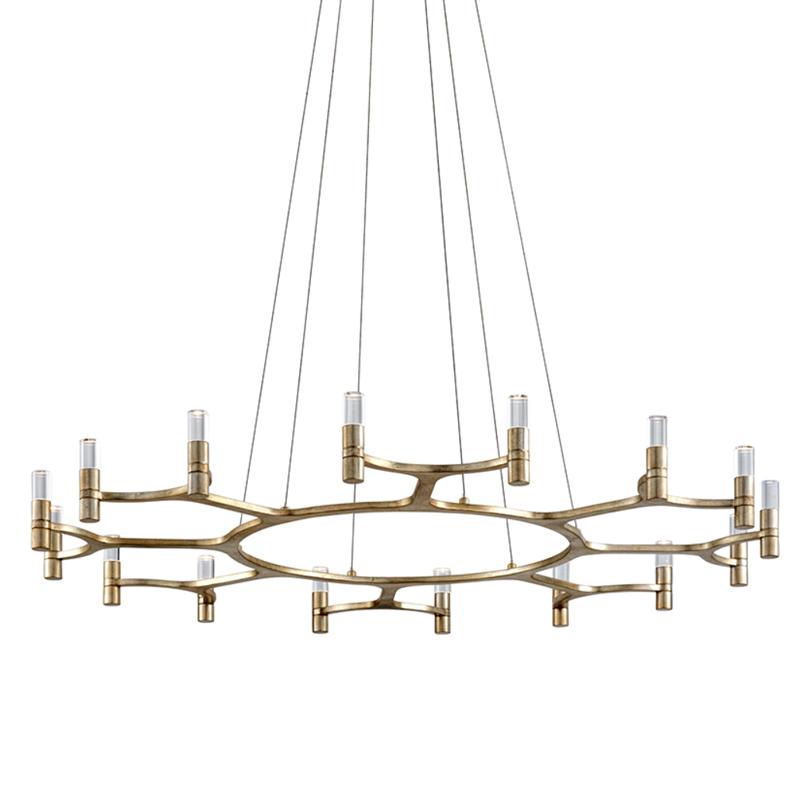 Nexus Large Chandelier - Satin Silver Leaf Finish