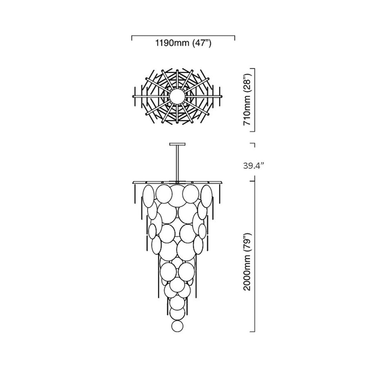 Nimbus Cascade Chandelier - Diagram