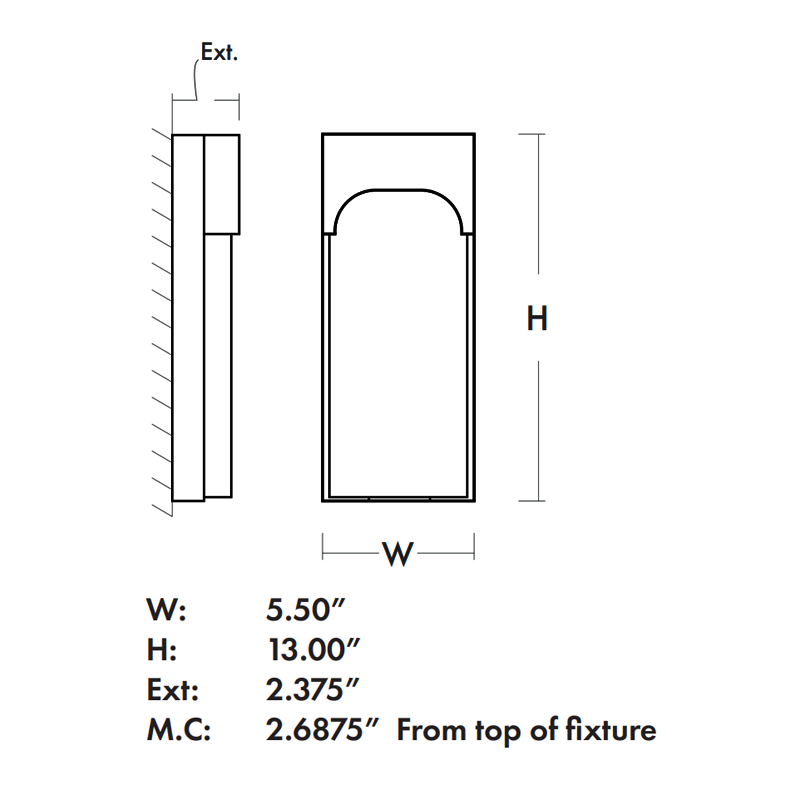 Nitro LED Outdoor Wall Sconce - Diagram