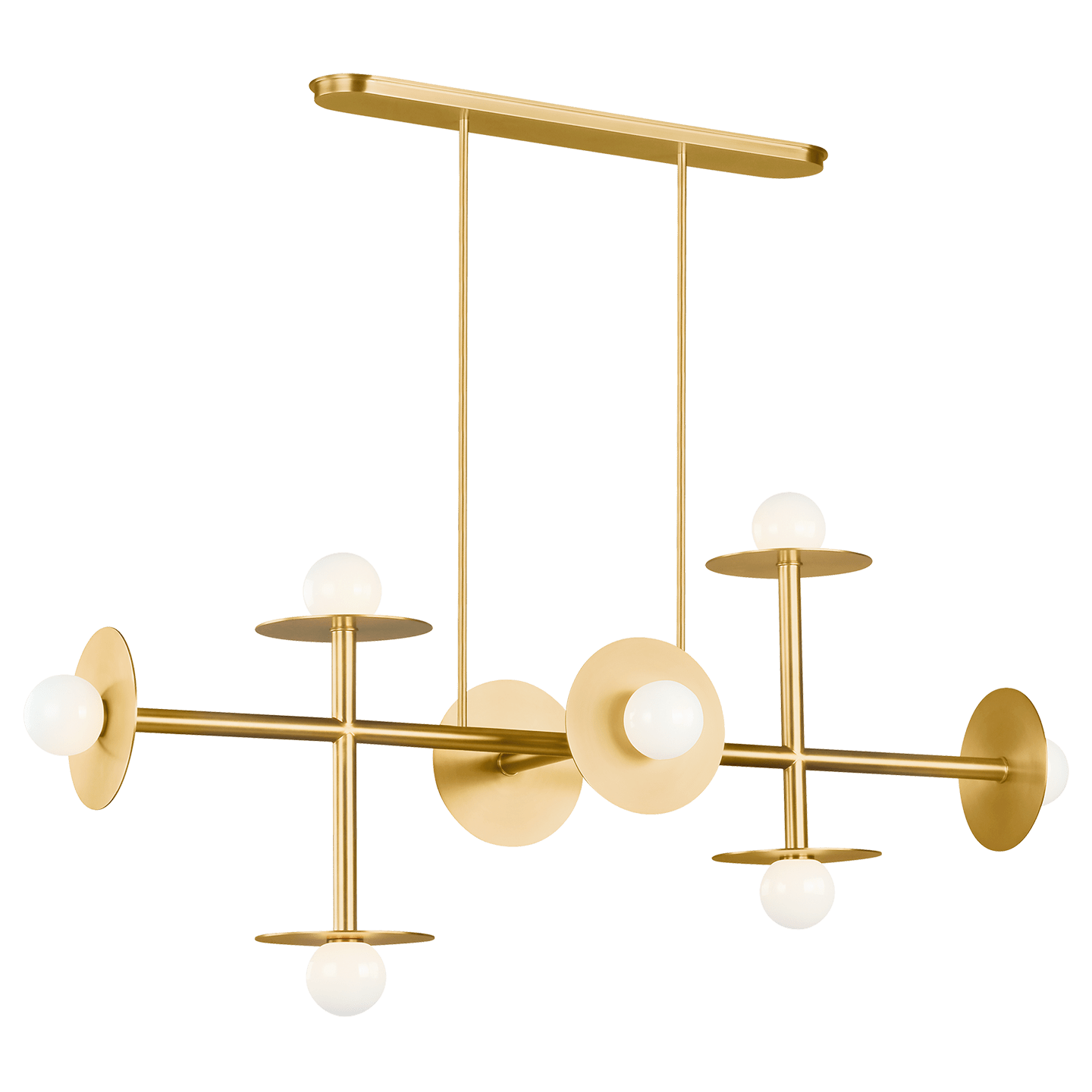 Nodes Large Linear Chandelier - Burnished Brass Finish