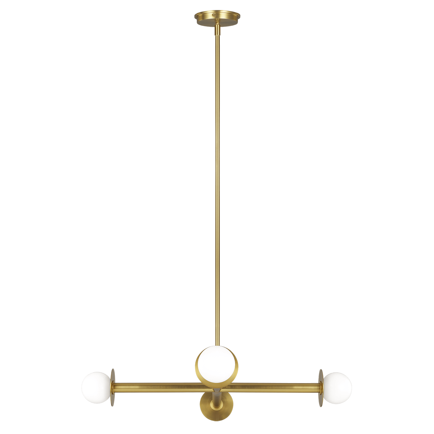 Nodes Wide Chandelier - Burnished Brass Finish