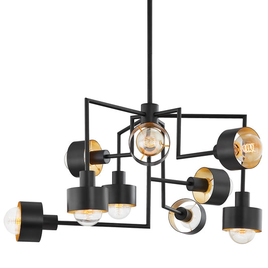 North Chandelier - Soft Black/Gold Leaf