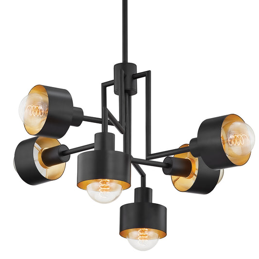 North Chandelier - Soft Black/Gold Leaf