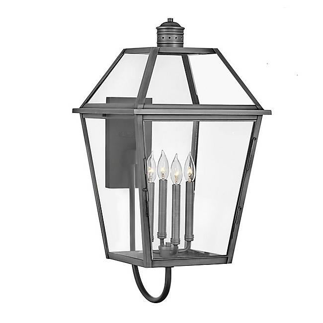 Nouvelle Large Outdoor Wall Sconce - Blackened Brass with Black accents