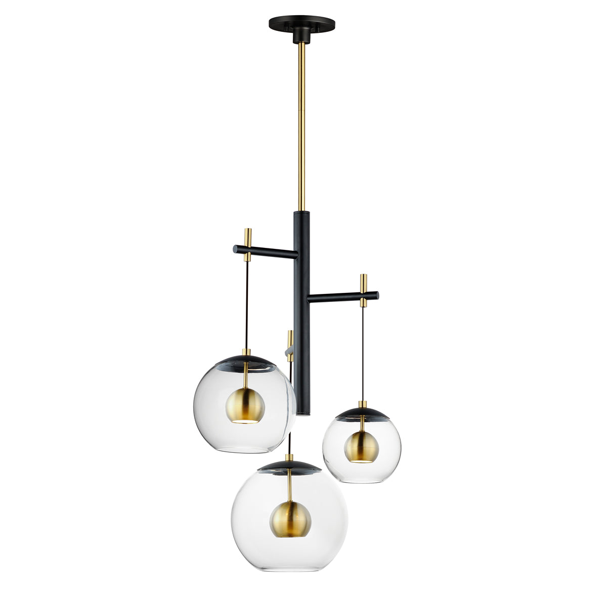 Nucleus LED 3 Light Pendant - Natural Brass/Black Finish